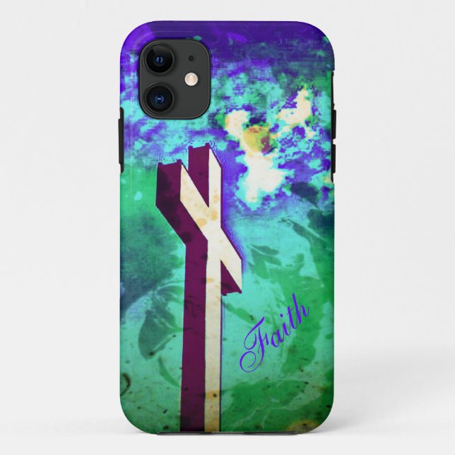 Holy Cross Purple N Green iPhone 5 funda (Reverso)