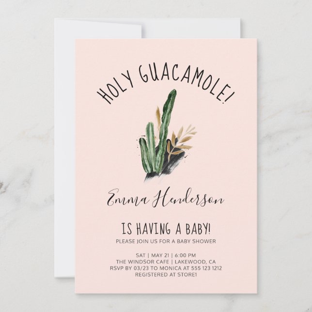 Holy Guacamole Mexicano Moderno Baby Shower (Anverso)