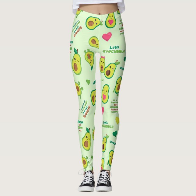 Holy Guacamole: Whimsical Avocado Lover Leggings (Anverso)
