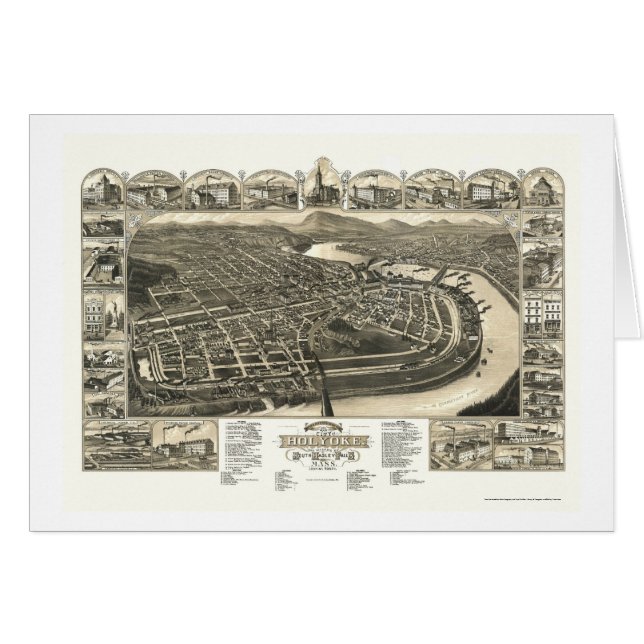 Holyoke, mapa panorámico de las MAMÁES - 1881 (Anverso (Horizontal))