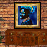 Hombre africano de arte pop colorido 2<br><div class="desc">Elegante arte acrílico,  con gráficos de un hermoso retrato de hombre africano,  hecho en un falso Relieve metalizado de estilo de arte pop azul y oro. La decoración de las habitaciones es muy agradable.</div>