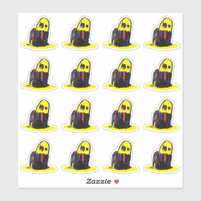 Hombre amarillo gracioso - Pegatinas de vinilo cor (Hoja)