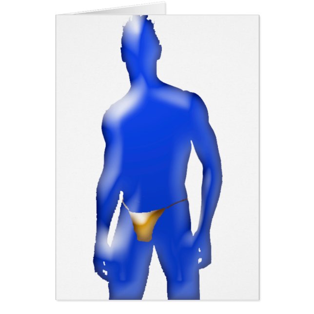 Hombre azul en ropa interior anaranjada (Frente)