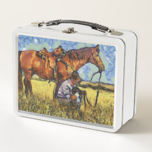 Hombre, caballo y perro