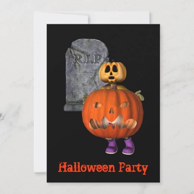 Hombre calabaza Tombstone Halloween: Invitación a  (Anverso)