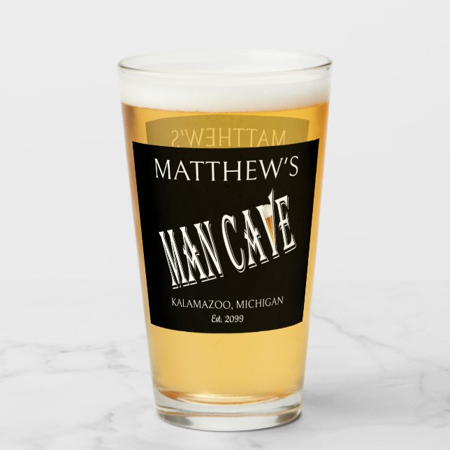 Hombre Cave Pub Pint Beer Soda Glass Drinkware (Anverso (lleno))