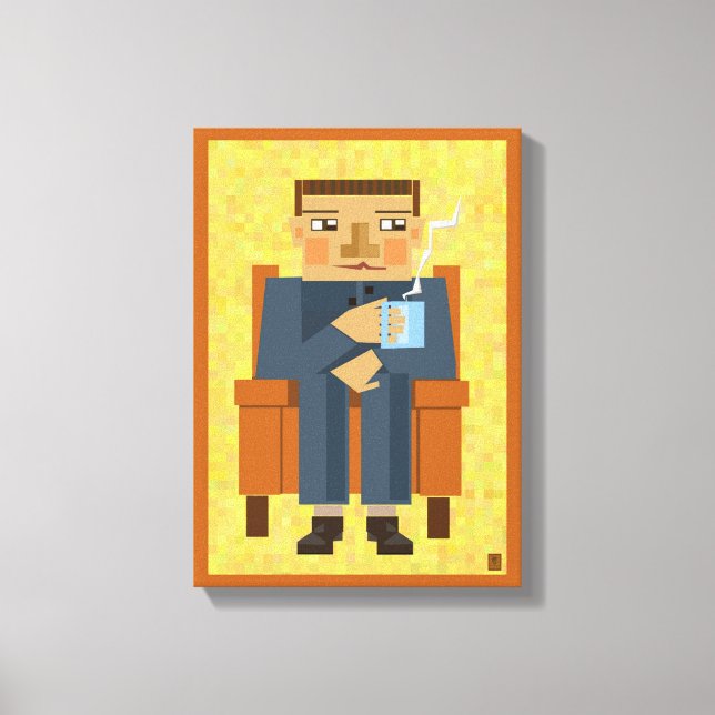 Hombre con café - arte poster moderno (Anverso)