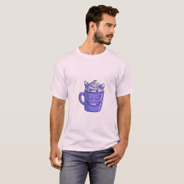 Hombre con camiseta blanca con gráfico de bebida e