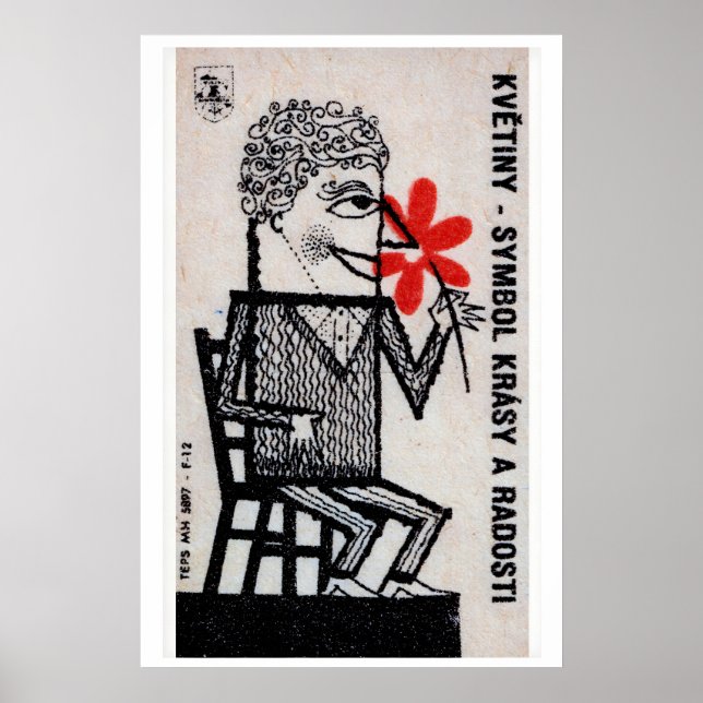 Hombre con Flores Rojas - Impresión de Caja de Cer (Frente)