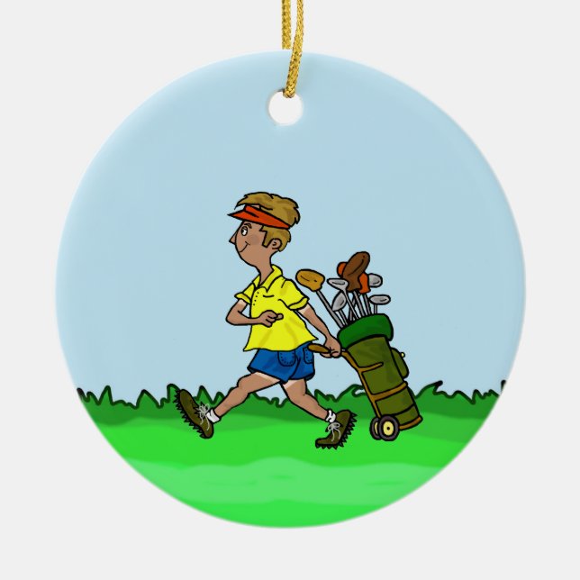 Hombre con la Bolsa de Golf Ornamento de Navidad (Frente)