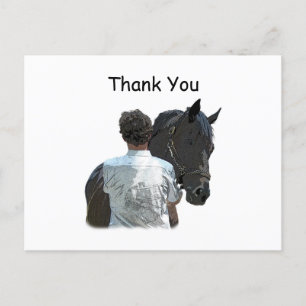 Hombre con la tarjeta postal de la luz del caballo