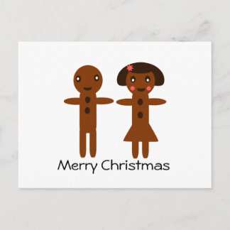Hombre con pan de jengibre y Chica Feliz Navidad