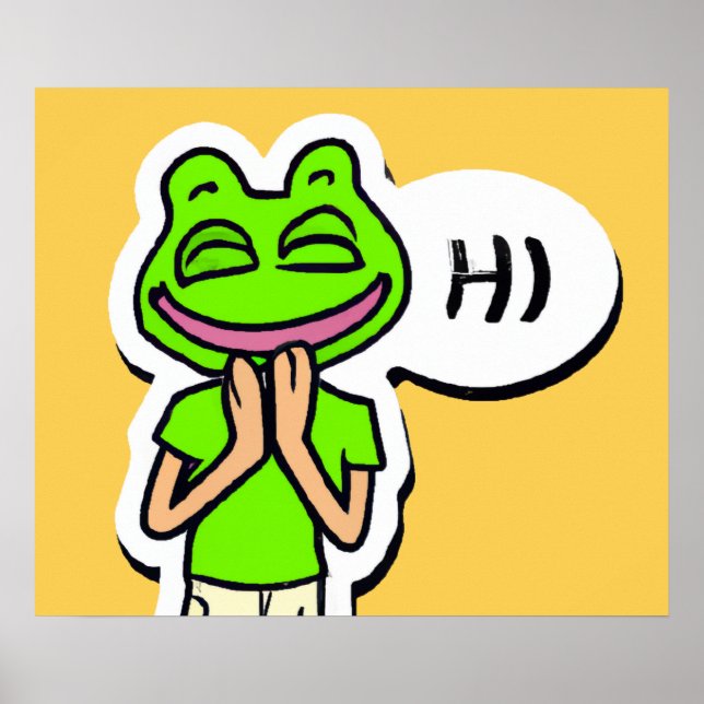 Hombre con Rana sonriente cabeza en arte de IA ama (Frente)