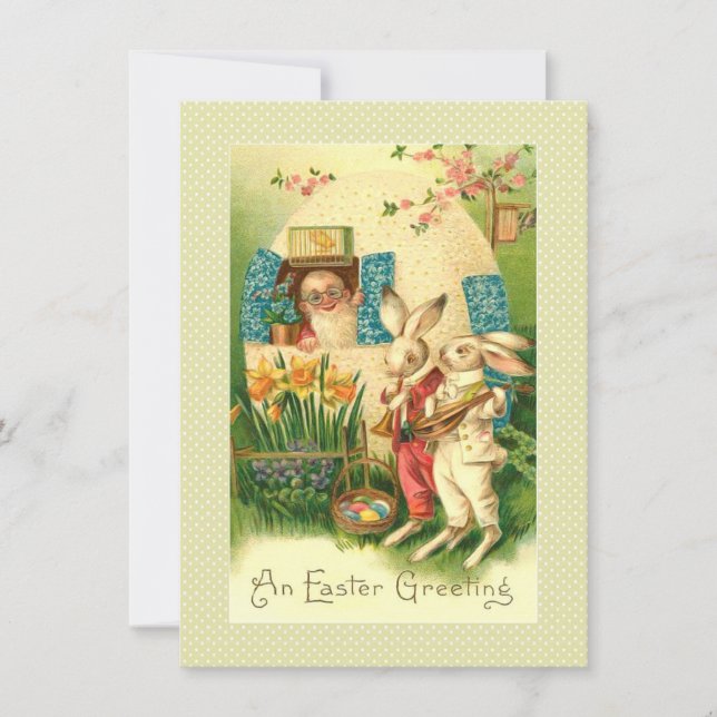Hombre con tarjeta de Pascua victoriana en casa de (Anverso)
