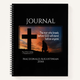 HOMBRE cristiano que se arrodilla antes del diario