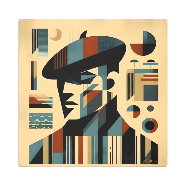 Hombre De Arte Moderno De Mediados Del Siglo Con B (Anverso)