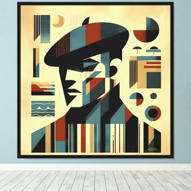 Hombre De Arte Moderno De Mediados Del Siglo Con B (Insitu (piso de madera))
