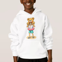 Hombre de dibujos animados lindo con oso de peluch