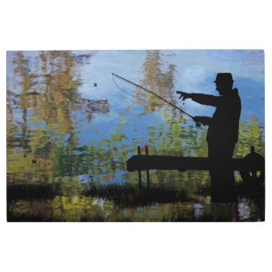 Hombre de edad: Retiro de pesca arte mural Metaliz