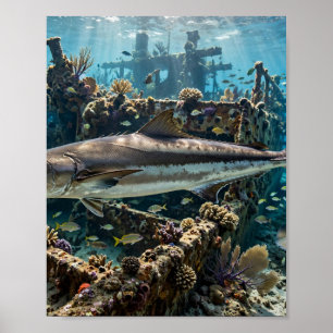 Hombre de Florida Arte de Pesca en Alta Mar en el