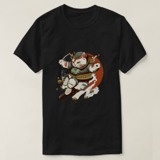 Hombre de gato samurai japonés y camiseta de mujer