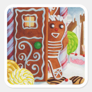 HOMBRE DE GINGERBREAD Pegatinas de gran plaza