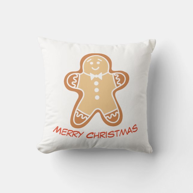Hombre de Jengibre Almohada Navideña (Anverso)