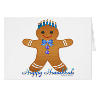 Hombre de jengibre de la menorá de Hanukkah feliz
