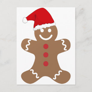 Hombre de jengibre tarjeta postal Santa trineo ren
