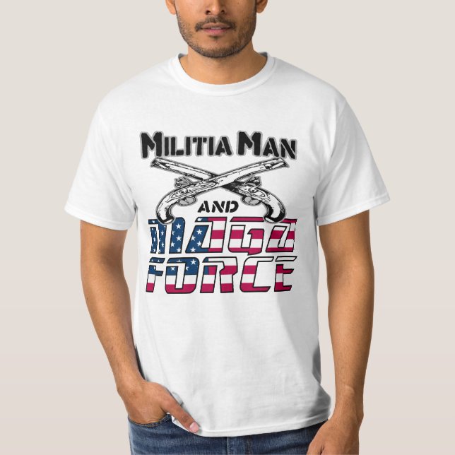 Hombre de la milicia y camiseta de la fuerza MAGA (Anverso)