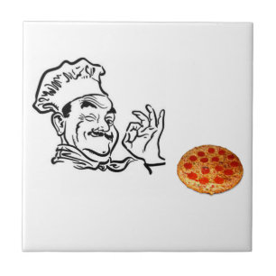 Hombre de la pizza de la baldosa cerámica