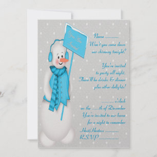 Hombre de nieve (azul) - Invitación