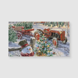 Hombre de nieve con árbol de Navidad y el imán de 