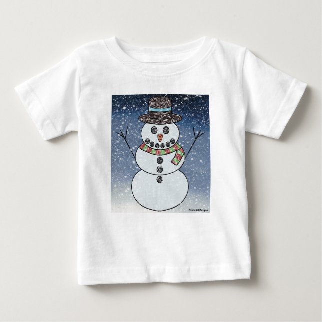 Hombre de nieve con BG (blanco) - Camiseta bebé (Anverso)