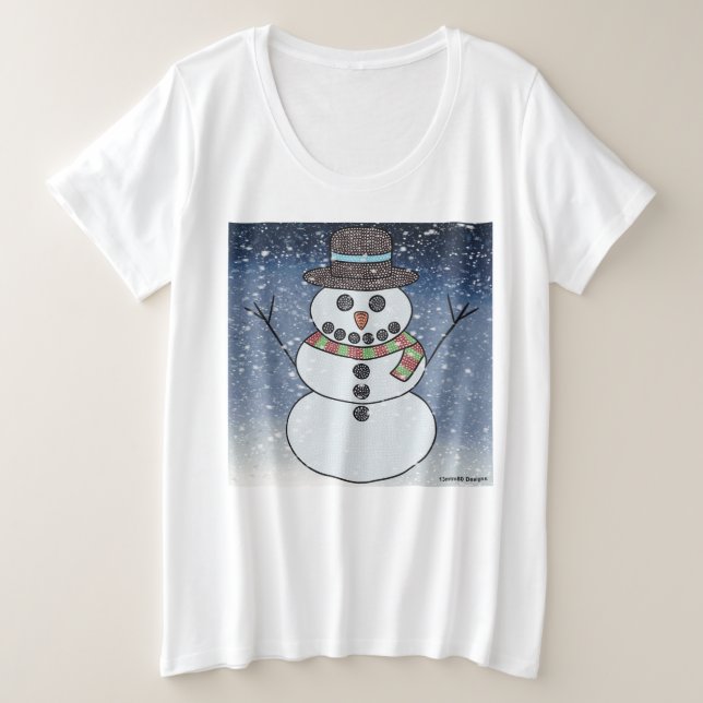 Hombre de nieve con BG (blanco) - Camiseta de tama (Anverso del diseño)