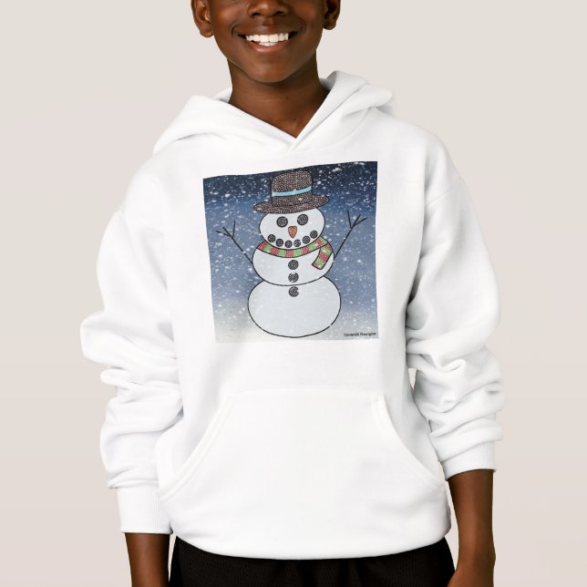 Hombre de nieve con BG (blanco) - Hoodie de niño (Anverso)