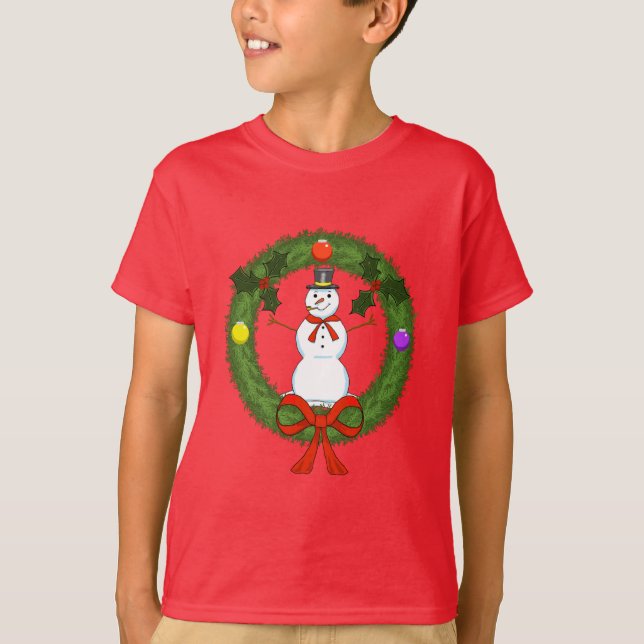 Hombre de nieve con camiseta de niños de guerra (Anverso)