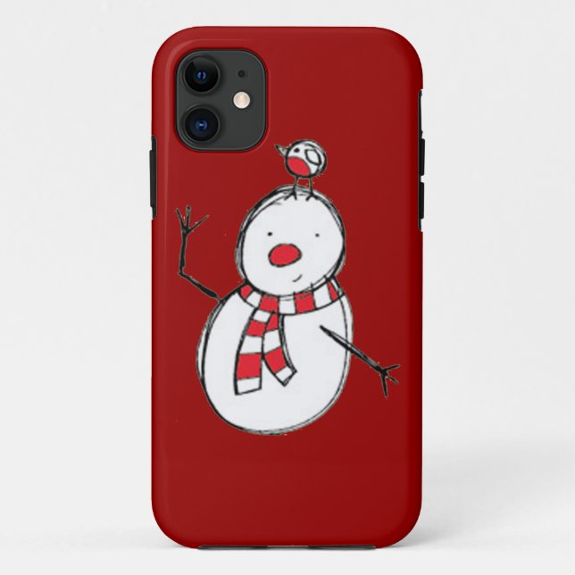 Hombre de nieve con Funda para iPhone 5 con pájaro (Reverso)