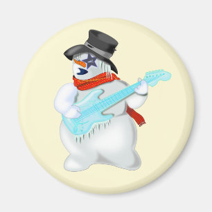 Hombre de nieve con imán de guitarra rock tus colo