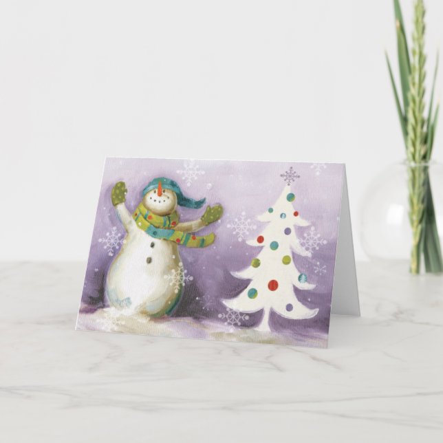Hombre de nieve con Mittens y Árboles de Navidad (Anverso)