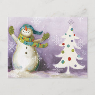 Hombre de nieve con Mittens y Árboles de Navidad