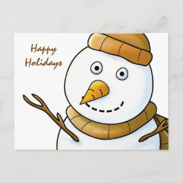 Hombre de nieve con postal marrón