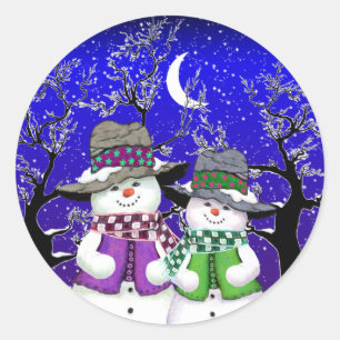 Hombre de nieve con un amigo Pegatina
