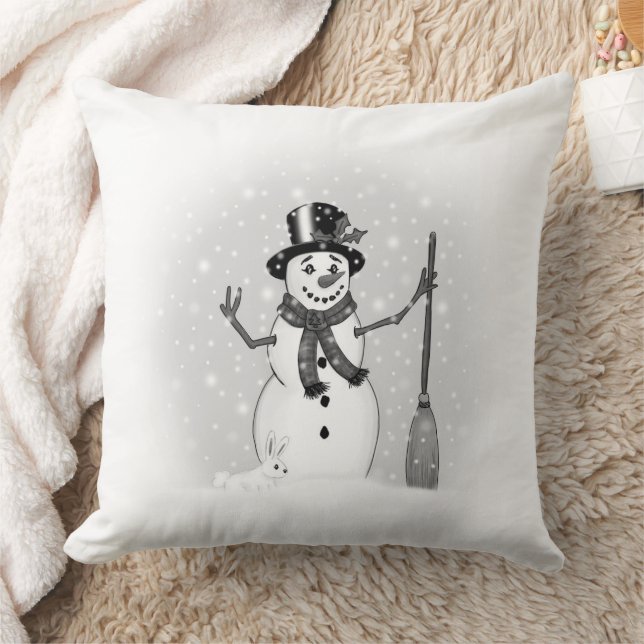 Hombre de nieve, copo de nieve, almohada (Manta)