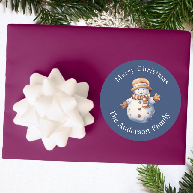 Hombre de nieve, elegante Pegatina navideño (Subido por el creador)