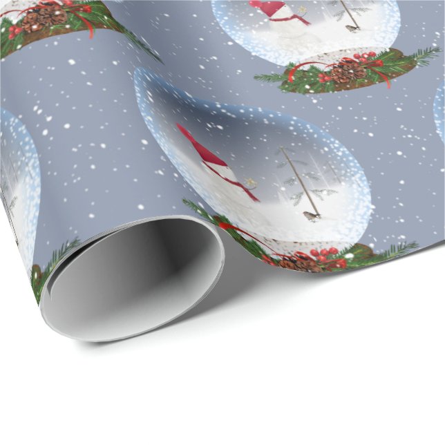 Hombre De Nieve En Navidades Nieva Papel De Envolt (Esquina del rollo)