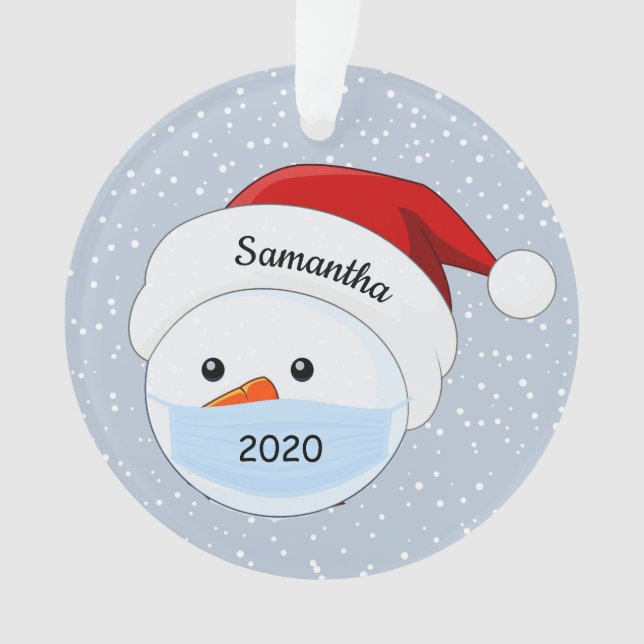 Hombre de nieve enmascarado con adorno acrílico de (Anverso)