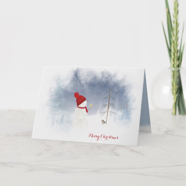Hombre de nieve Feliz Navidad con adorno estelar (Anverso)