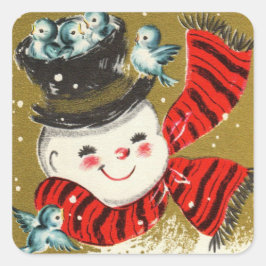 Hombre de nieve | Pegatinas cuadrados