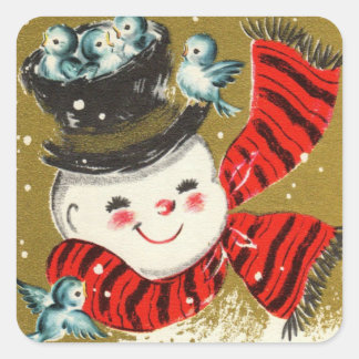 Hombre de nieve | Pegatinas cuadrados
